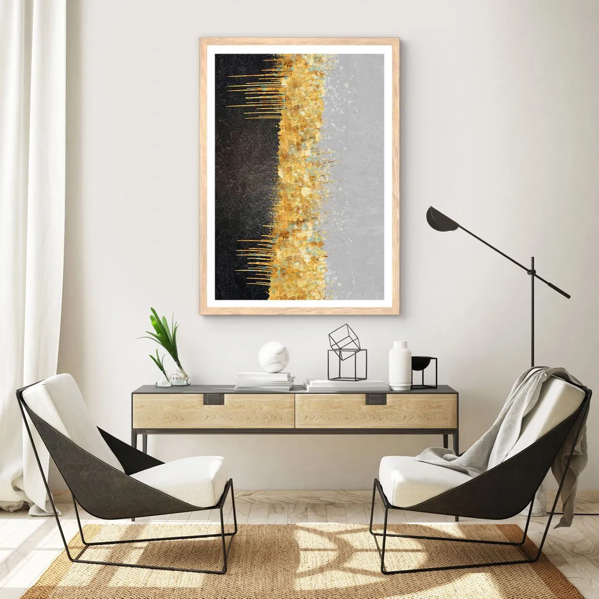 Een poster in een licht eiken lijst - Naar binnen en naar boven - 61x91 cm