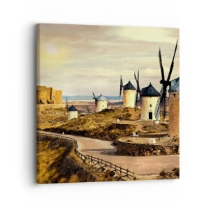 Schilderen op canvas - Don Kichot zal snel hier zijn.  - 30x30 cm