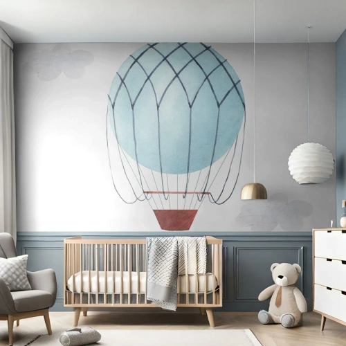 Fotobehang Standard Eco - Hekemaal in de wolken - Kinderen, Ballon, Minimalisme - 350x256 cm