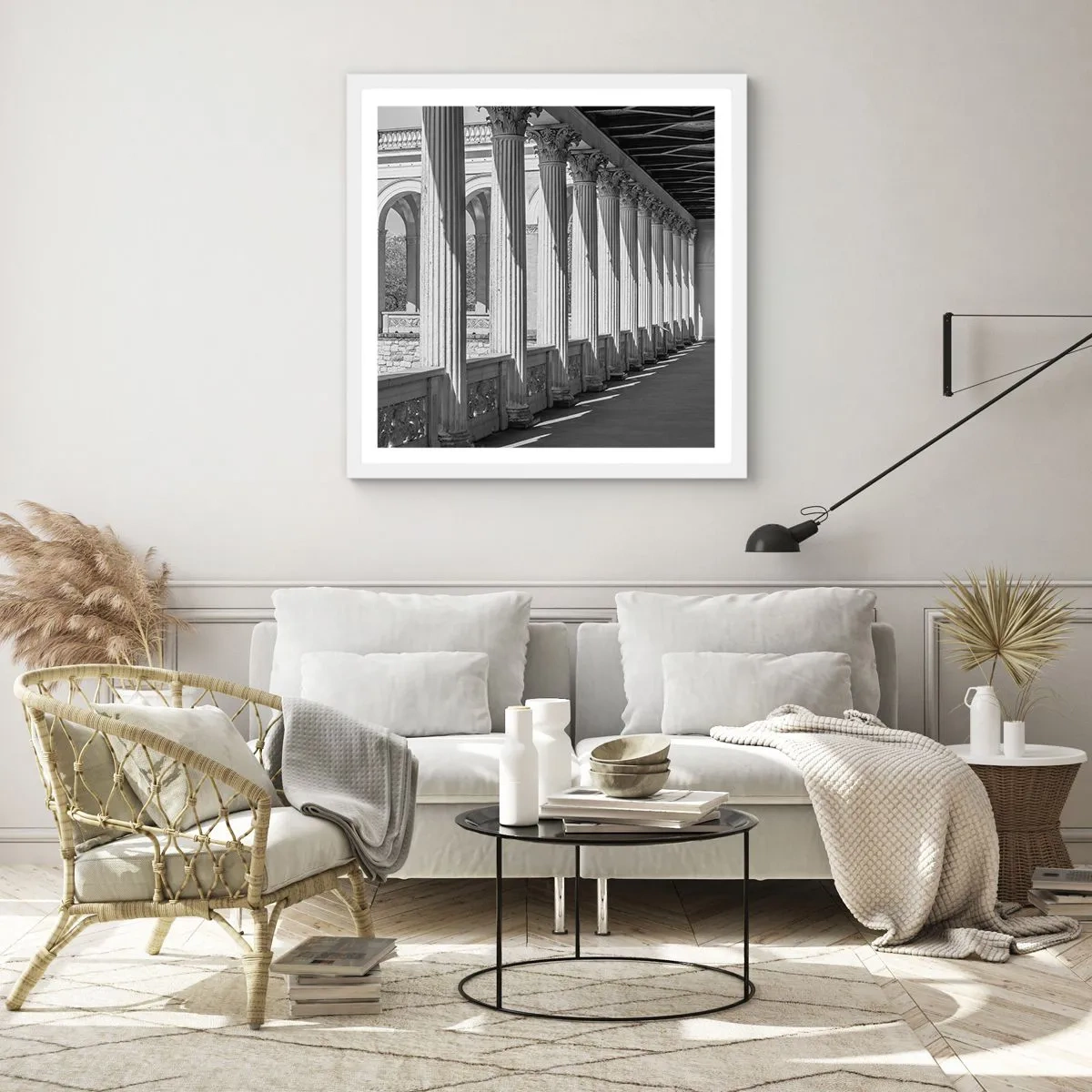 Poster in een witte lijst - Zonnige arcade - 40x40 cm