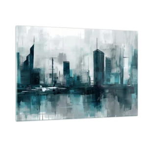 Schilderen op glas - Een stad in de kleur van regen - 120x80 cm