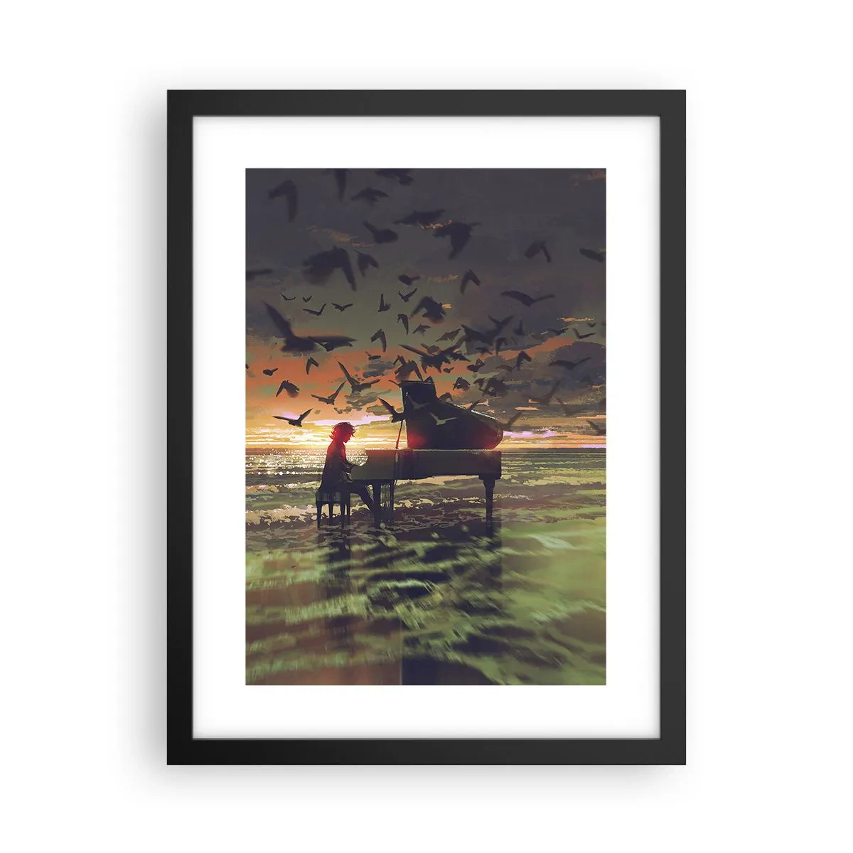 Poster in een zwarte lijst - Concert voor piano en golven - 30x40 cm