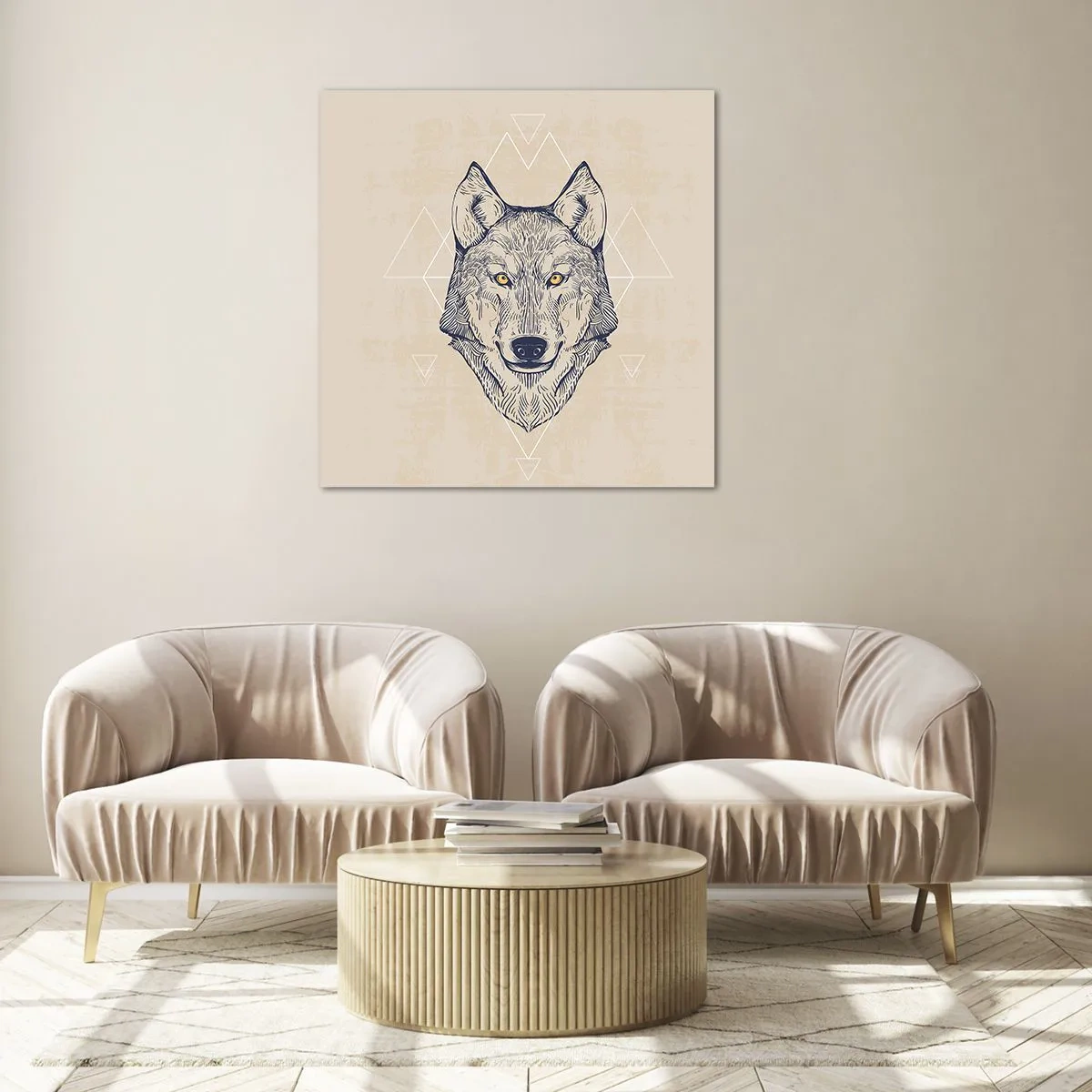 Schilderen op glas - Een alfa met een indringende blik - 30x30 cm