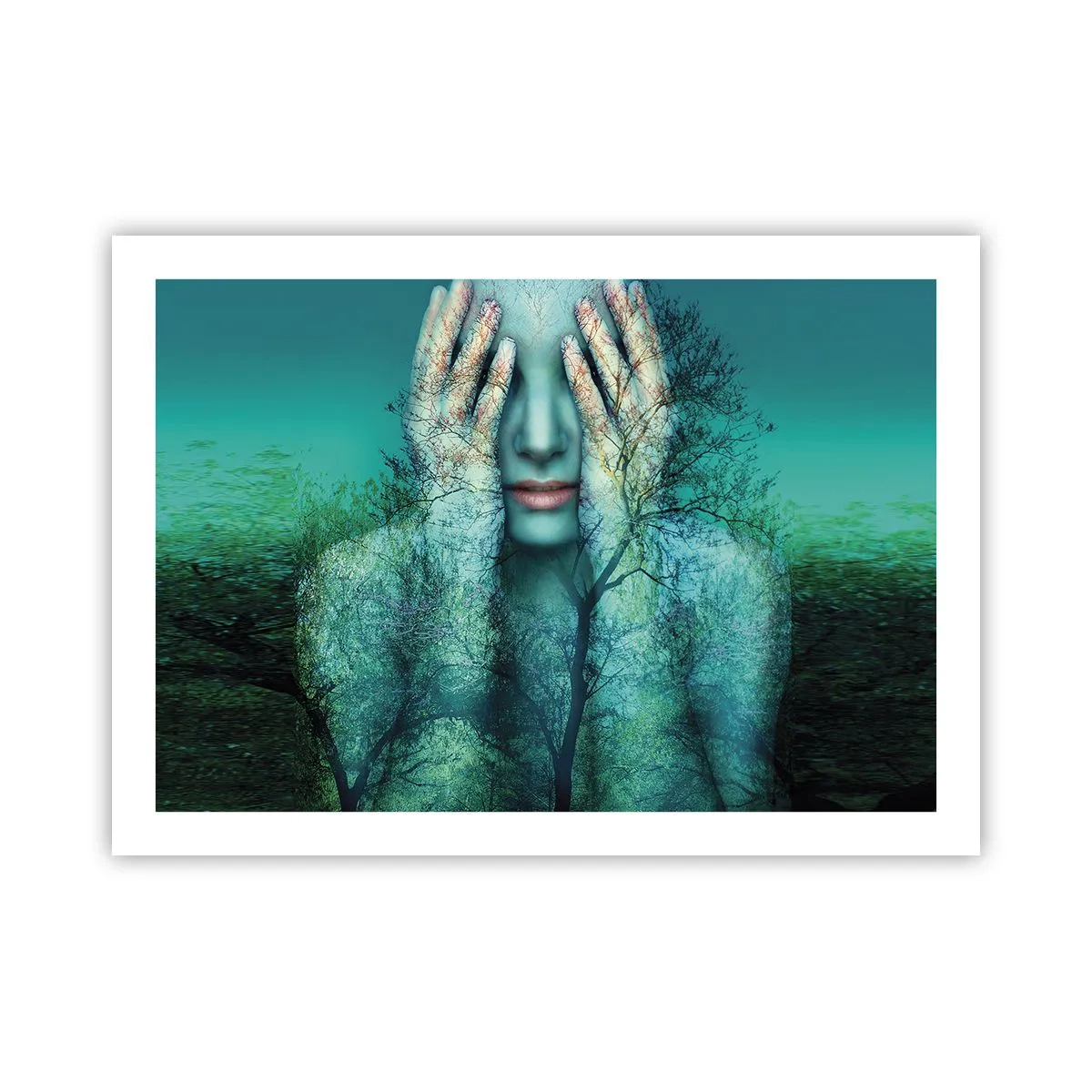Poster - Ondergedompeld in blauw - 70x50 cm