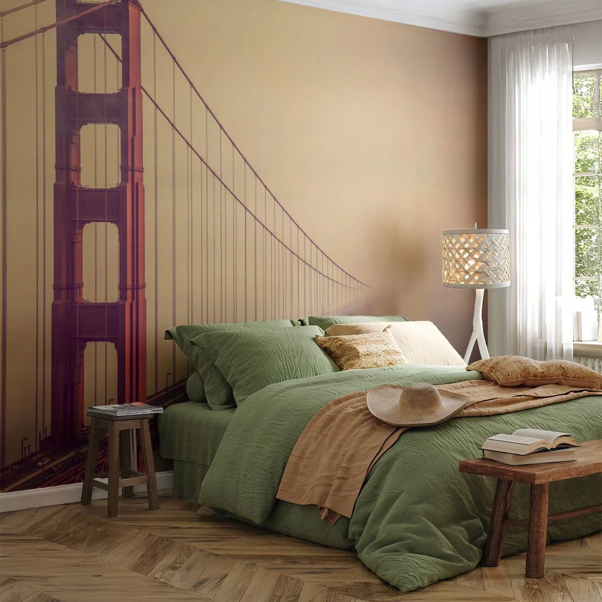Fotobehang Premium Sand - Tussen hemel en aarde - Landschap, Architectuur, San Francisco - 100x70 cm