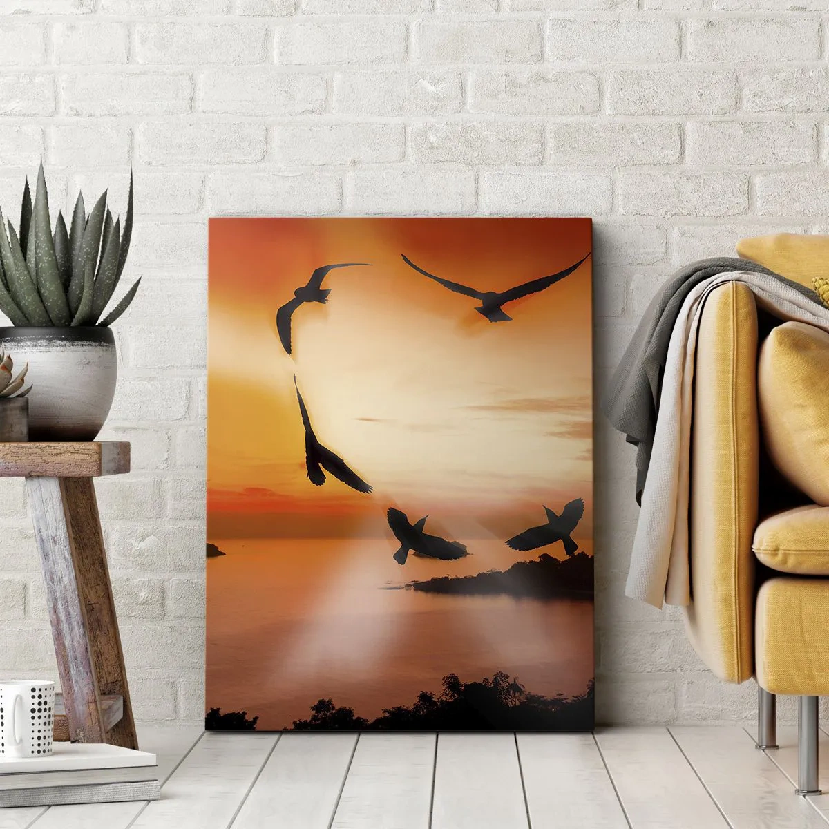 Schilderen op canvas - Houd van de wereld als vogels - 45x80 cm