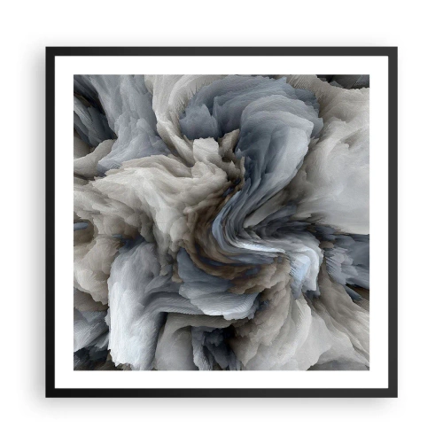 Poster in een zwarte lijst - Steen en bloem - 60x60 cm