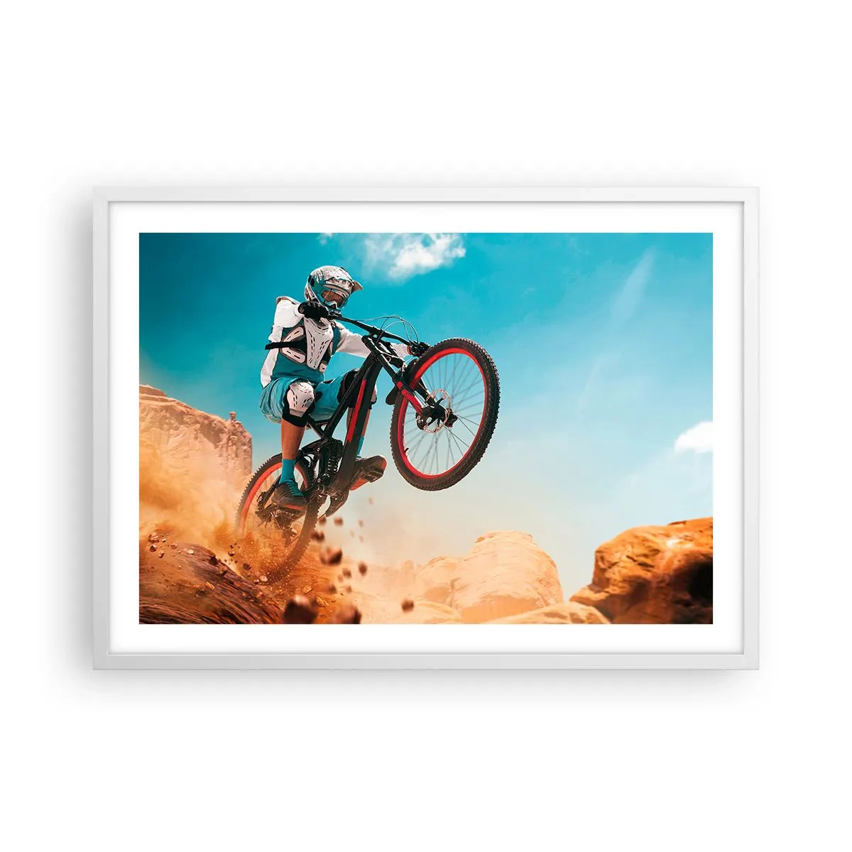 Poster in een witte lijst - Fiets waanzin demon - 70x50 cm