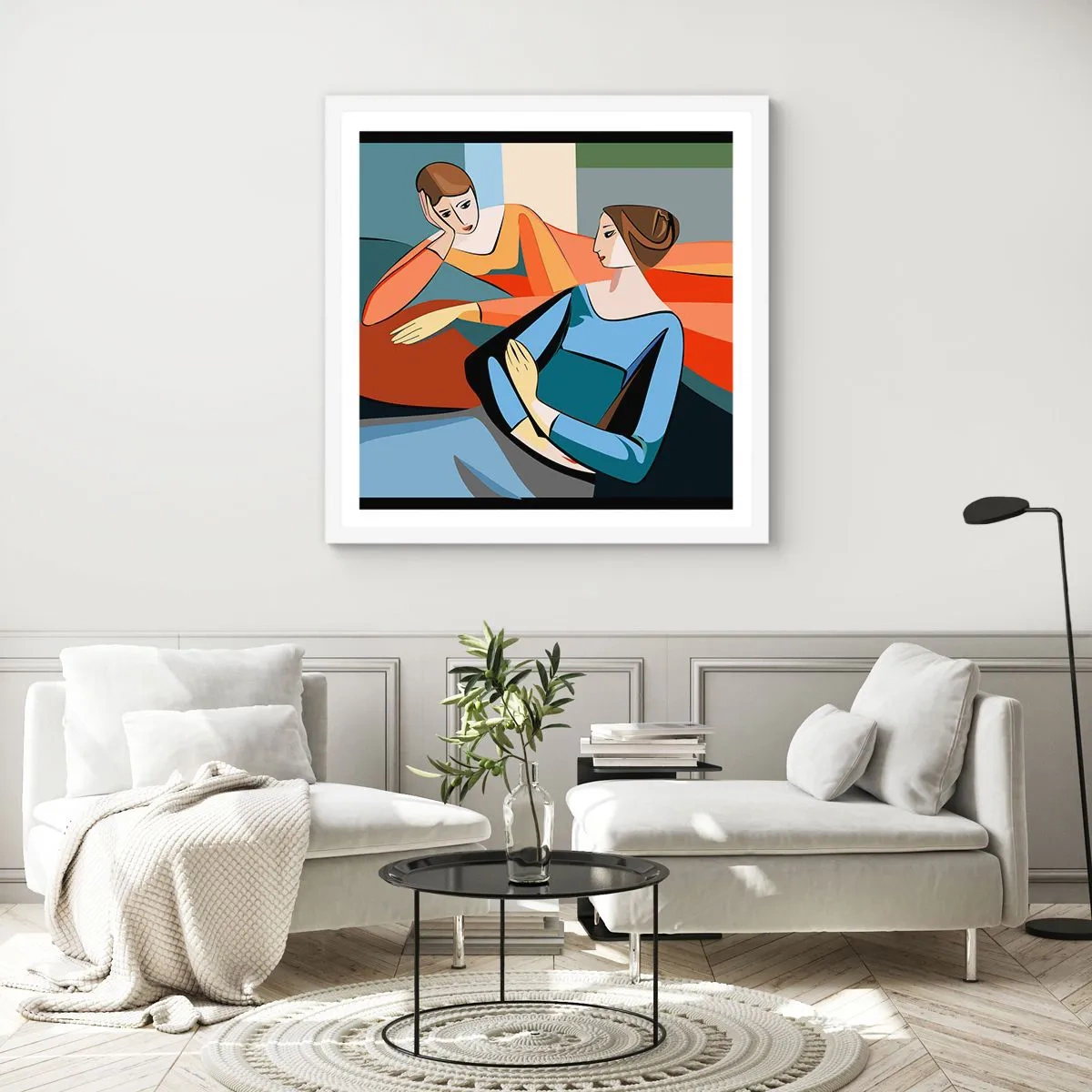 Poster in een witte lijst - Een moment van vertrouwen - 50x50 cm