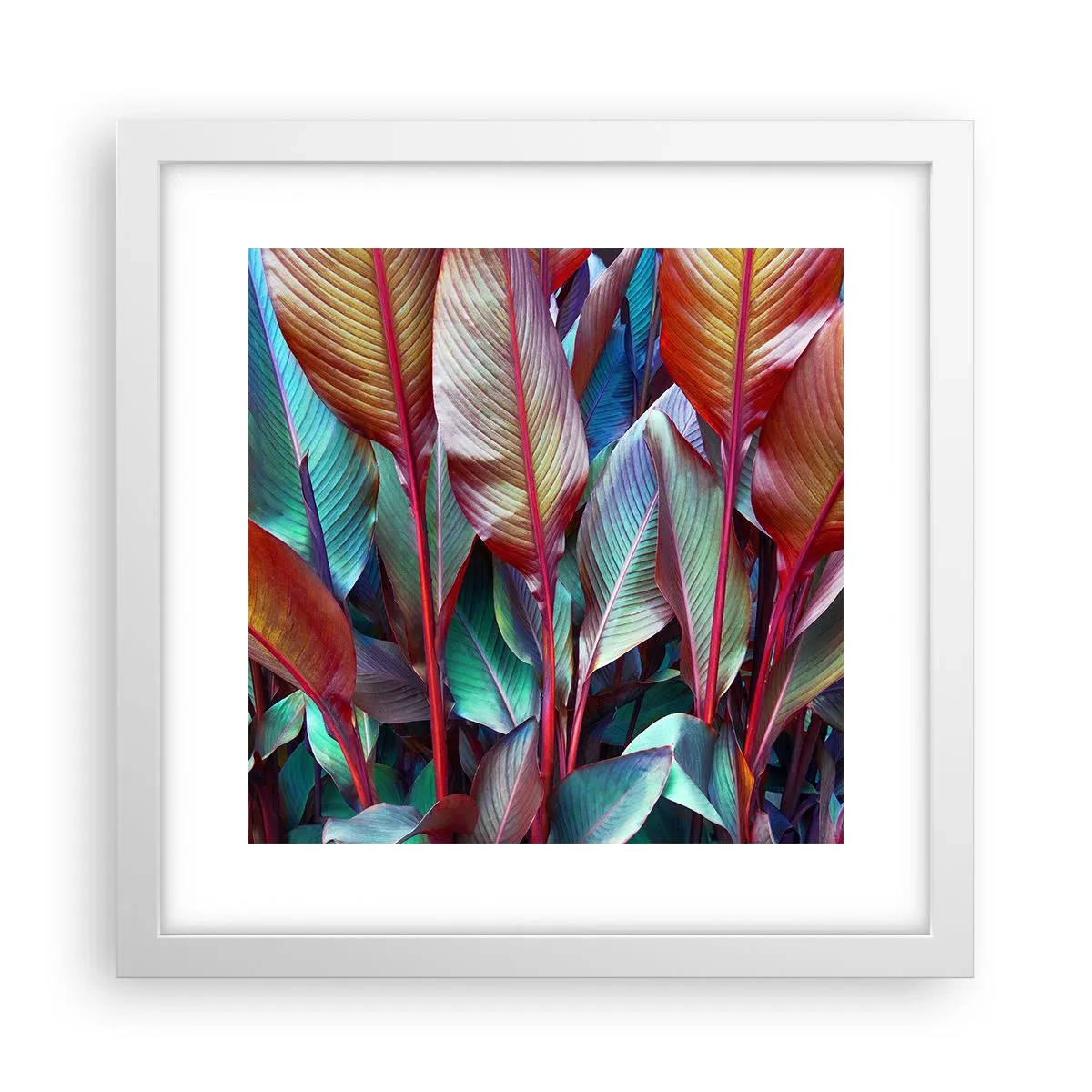 Poster in een witte lijst - Een kleurrijk struikgewas - 30x30 cm