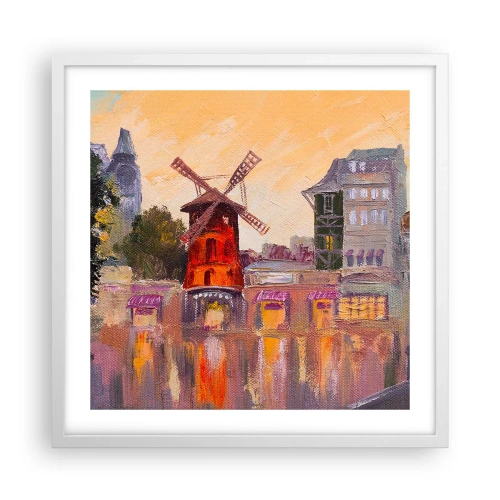 Poster in een witte lijst - Parijse iconen – Moulin Rouge - 50x50 cm
