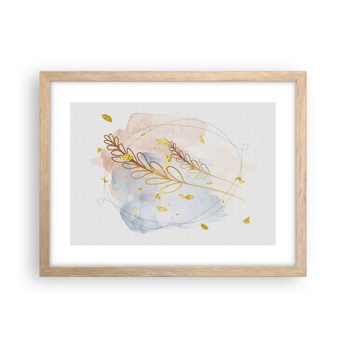 Een poster in een licht eiken lijst - Gouden explosie - 40x30 cm