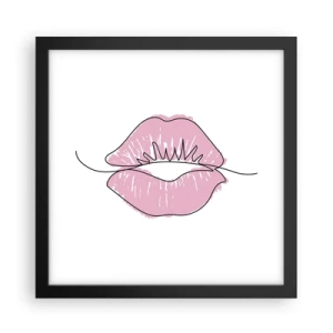 Poster in een zwarte lijst - Klaar om te kussen? - 30x30 cm
