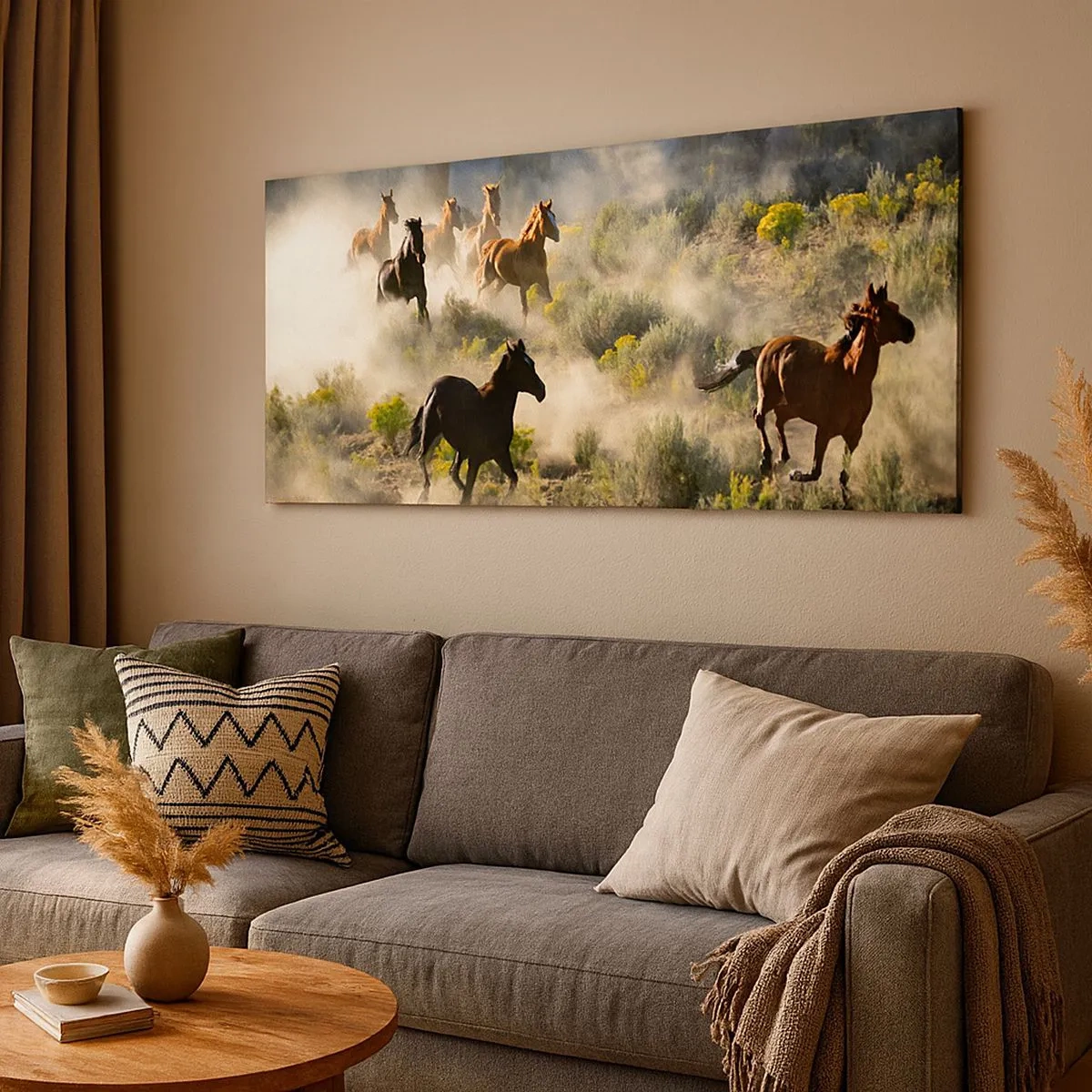 Schilderen op canvas - Rivaliteit - vrijheid of mannelijke kracht? - 100x40 cm