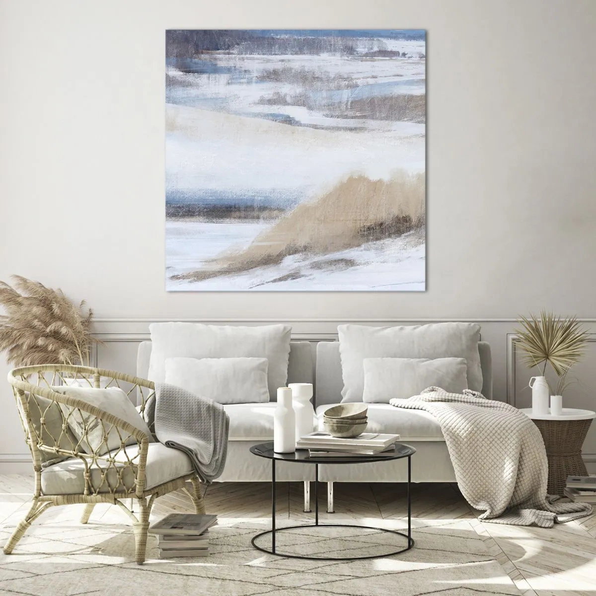 Schilderen op glas - Winterse compositie - 70x70 cm