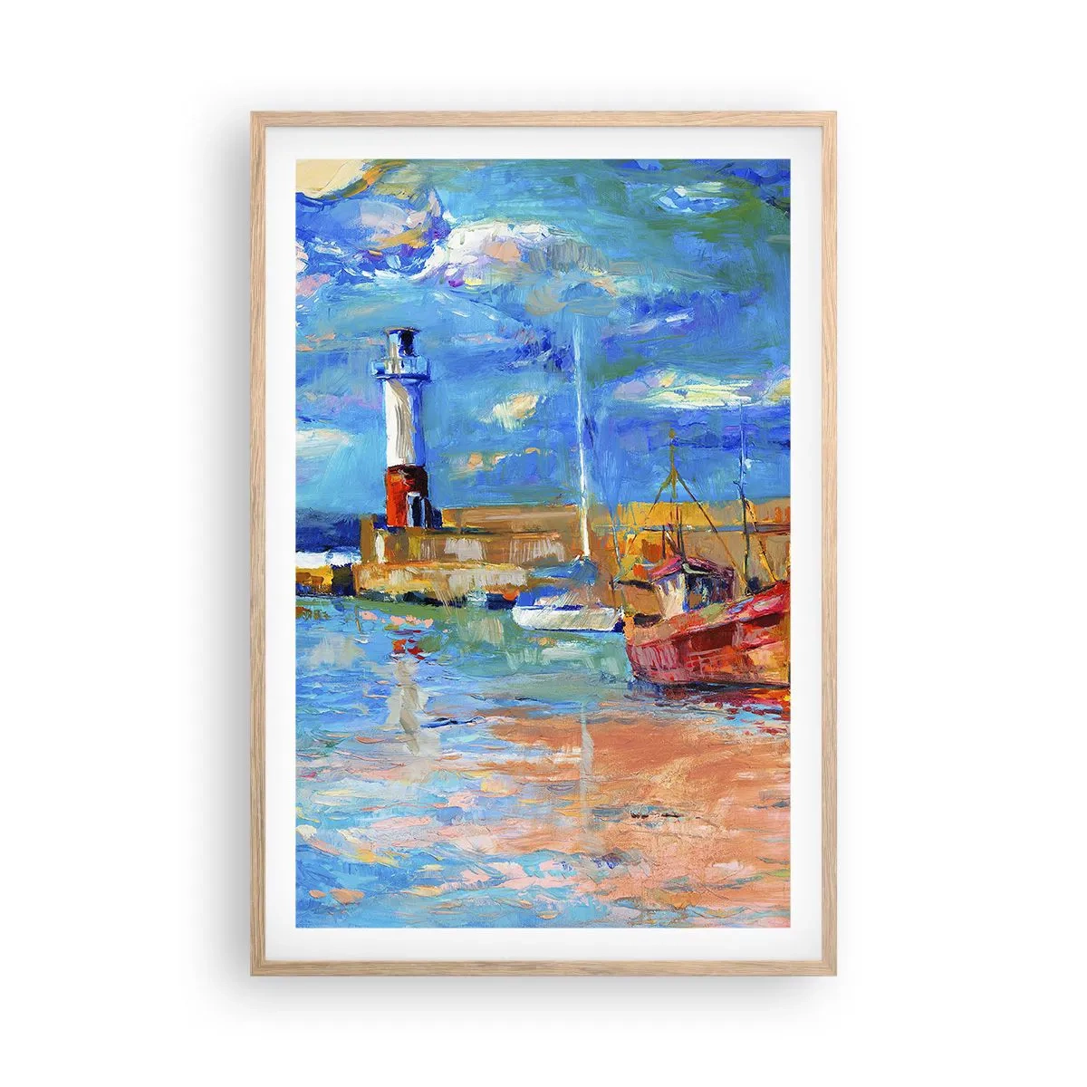 Een poster in een licht eiken lijst - Een middag in de regenboogbaai - 61x91 cm