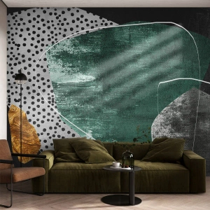 Fotobehang Premium Canvas - Kleurrijke abstractie met bladgoud - Abstractie, Textuur, Collage - 300x210 cm