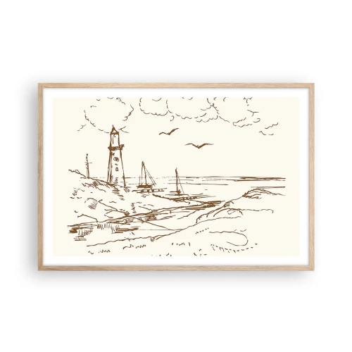 Een poster in een licht eiken lijst - Een overzicht van de herinneringen aan de zomer - 91x61 cm