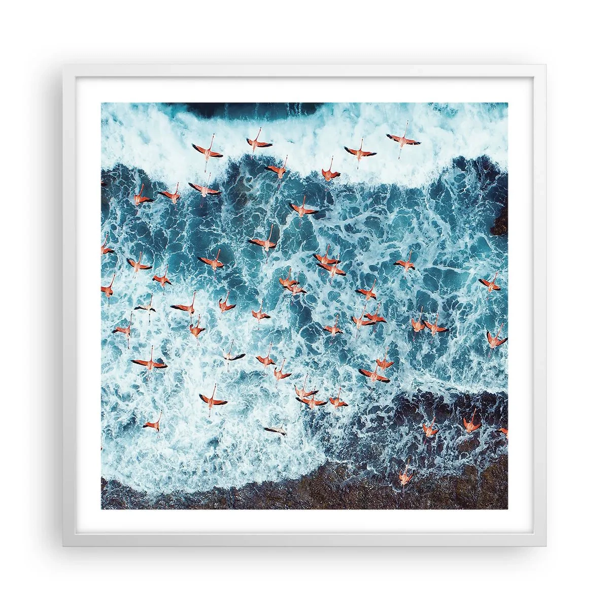 Poster in een witte lijst - De kustparade - 60x60 cm