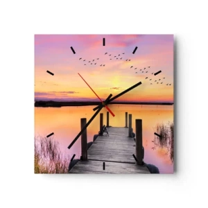 Wandklok - Klok - Violet stille dageraad - 30x30 cm