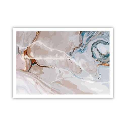 Poster - Blauw kronkelt onder het wit - 100x70 cm