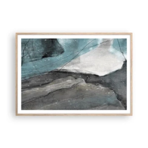 Een poster in een licht eiken lijst - Abstractie: rotsen en ijs - 100x70 cm