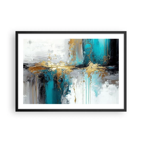 Poster in een zwarte lijst - Alles vloeit - 70x50 cm