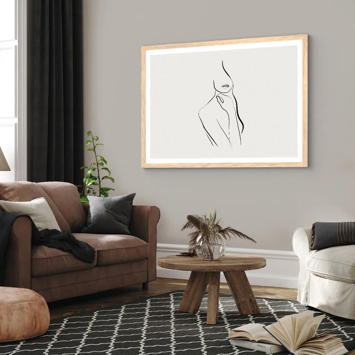 Een poster in een licht eiken lijst - Een golf van melancholie - 50x40 cm