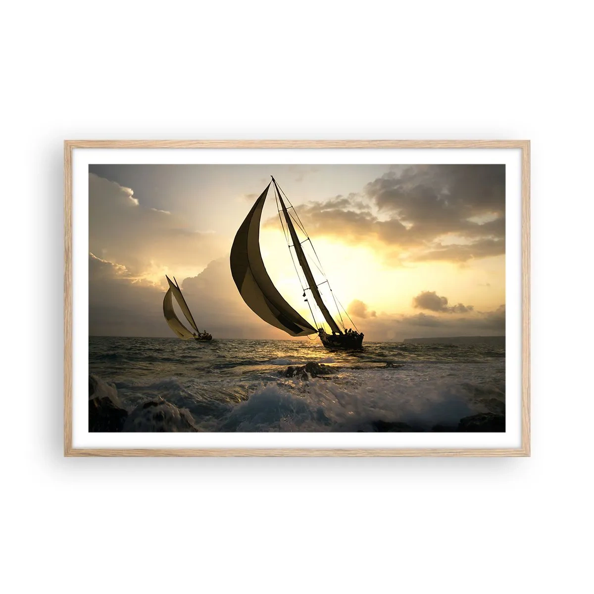 Een poster in een licht eiken lijst - Met de wind en tegen de wind - 91x61 cm