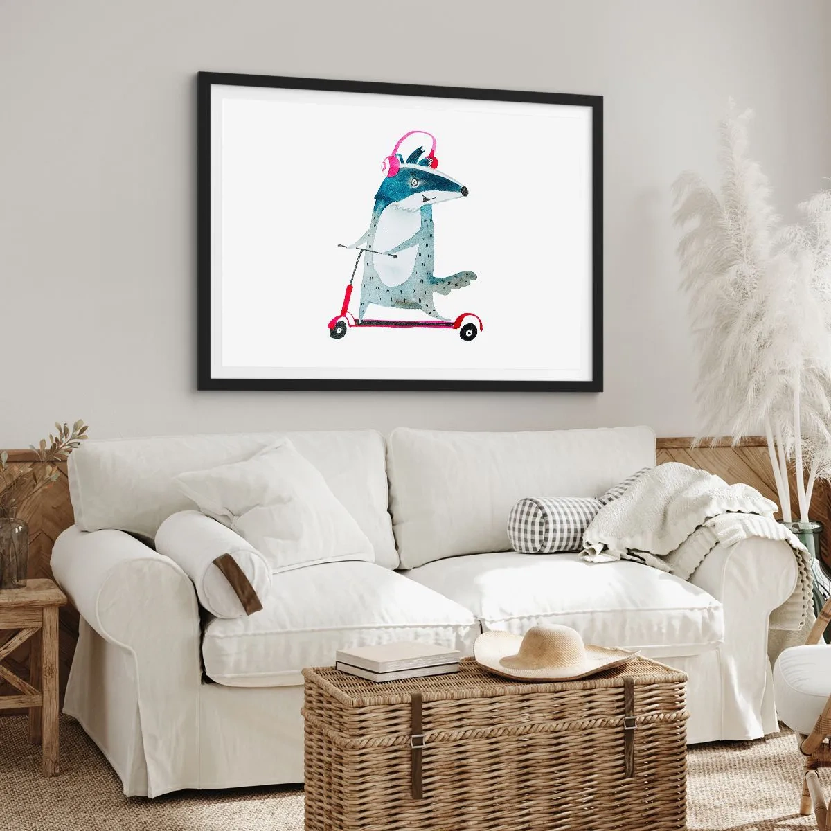 Poster in een zwarte lijst - Badger vreugde - 70x50 cm