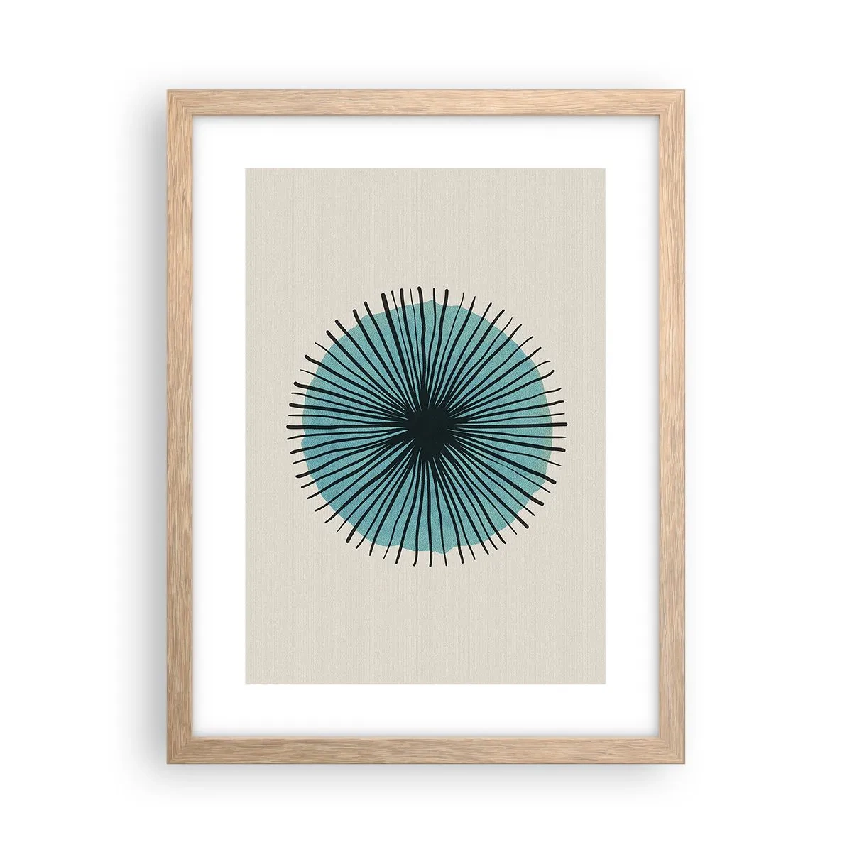 Een poster in een licht eiken lijst - Stralend in het blauw - 30x40 cm