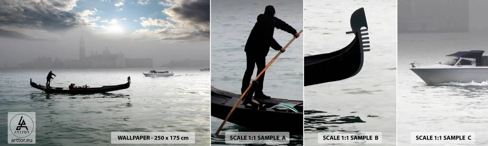 Fotobehang Monster Zelfklevend Deluxe Sticker - Een fantastische stad van water en mist - Landschap, Stad, Venetië - 100x30 cm