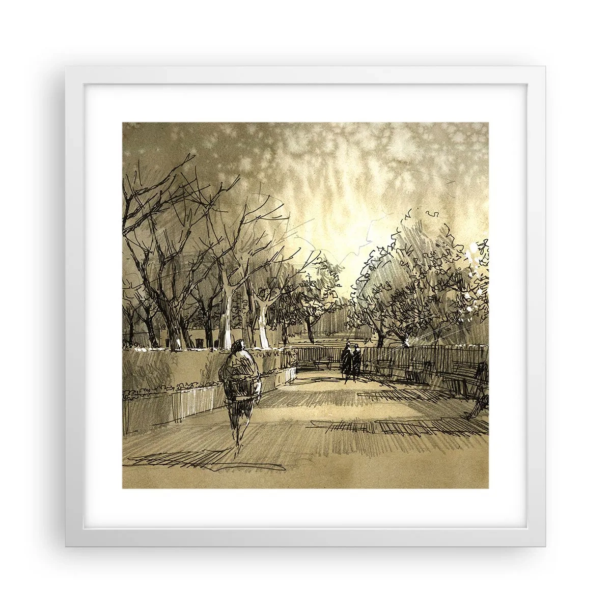 Poster in een witte lijst - Een moment gestopt met een veer - 40x40 cm