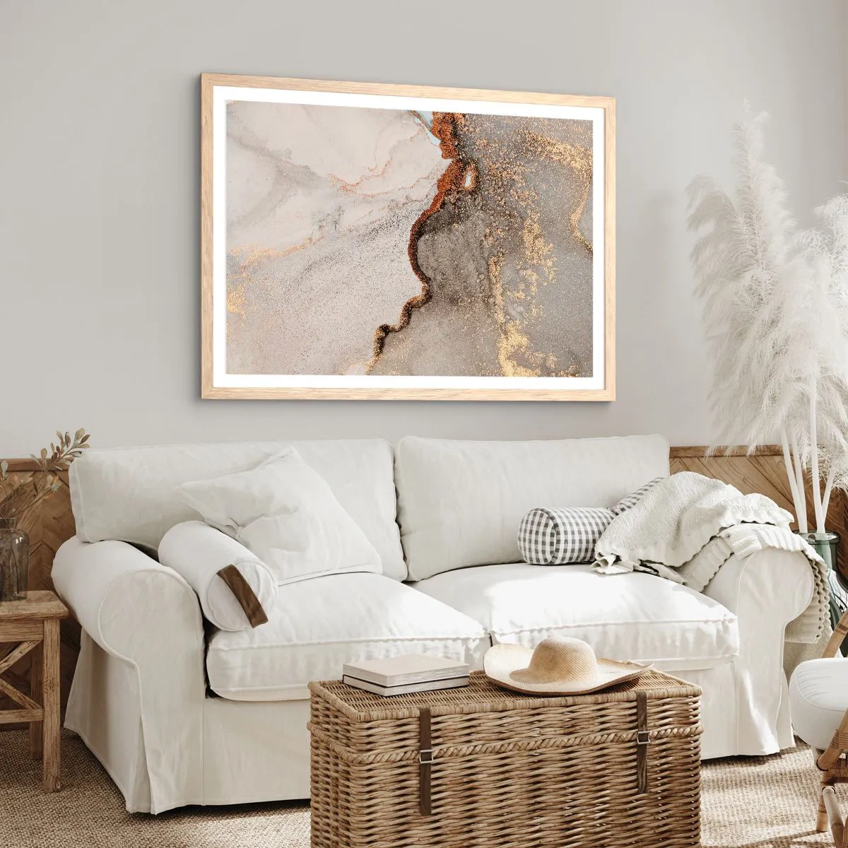 Een poster in een licht eiken lijst - Op de grens van kleuren - 91x61 cm