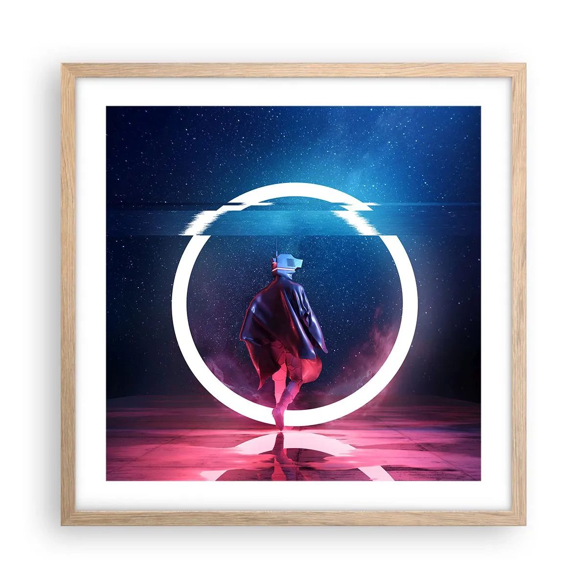 Een poster in een licht eiken lijst - Tussen werelden - 50x50 cm