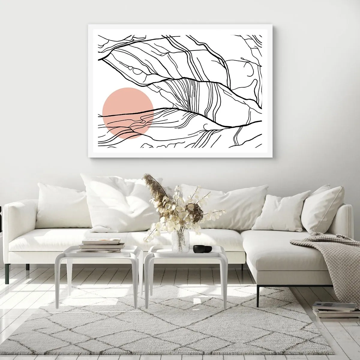 Poster in een witte lijst - In een web van twijgen - 40x30 cm