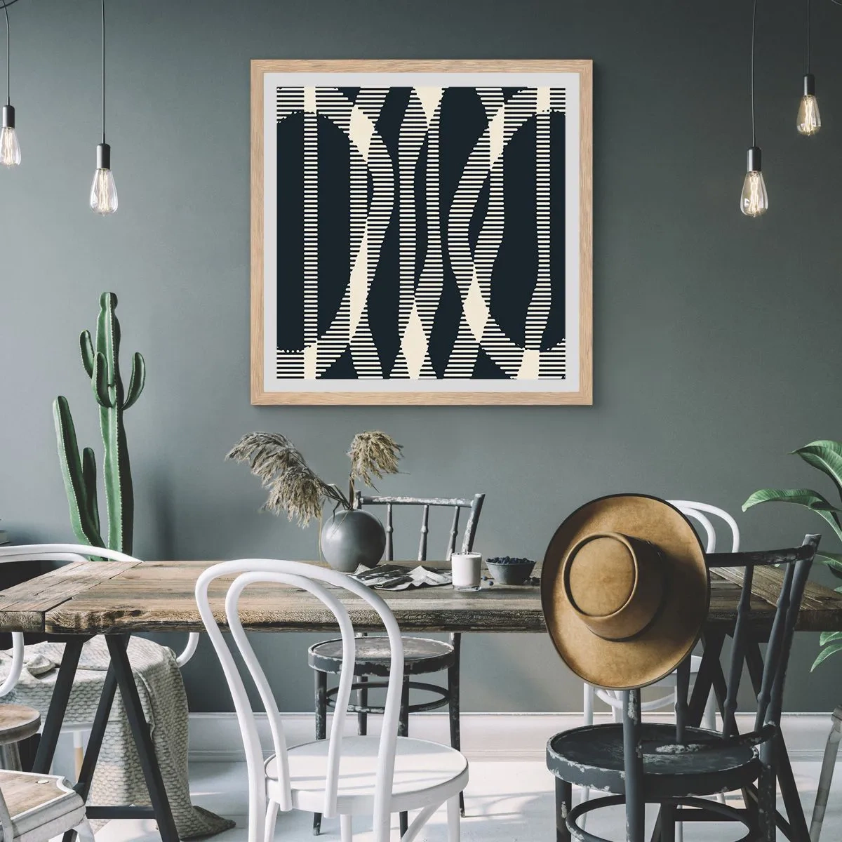 Een poster in een licht eiken lijst - Een poging om de duisternis te doorbreken - 60x60 cm