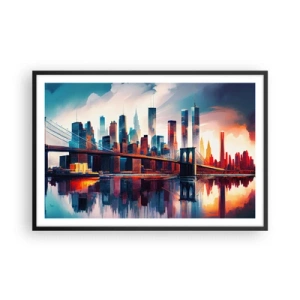 Poster in een zwarte lijst - Een droomachtig New York - 91x61 cm