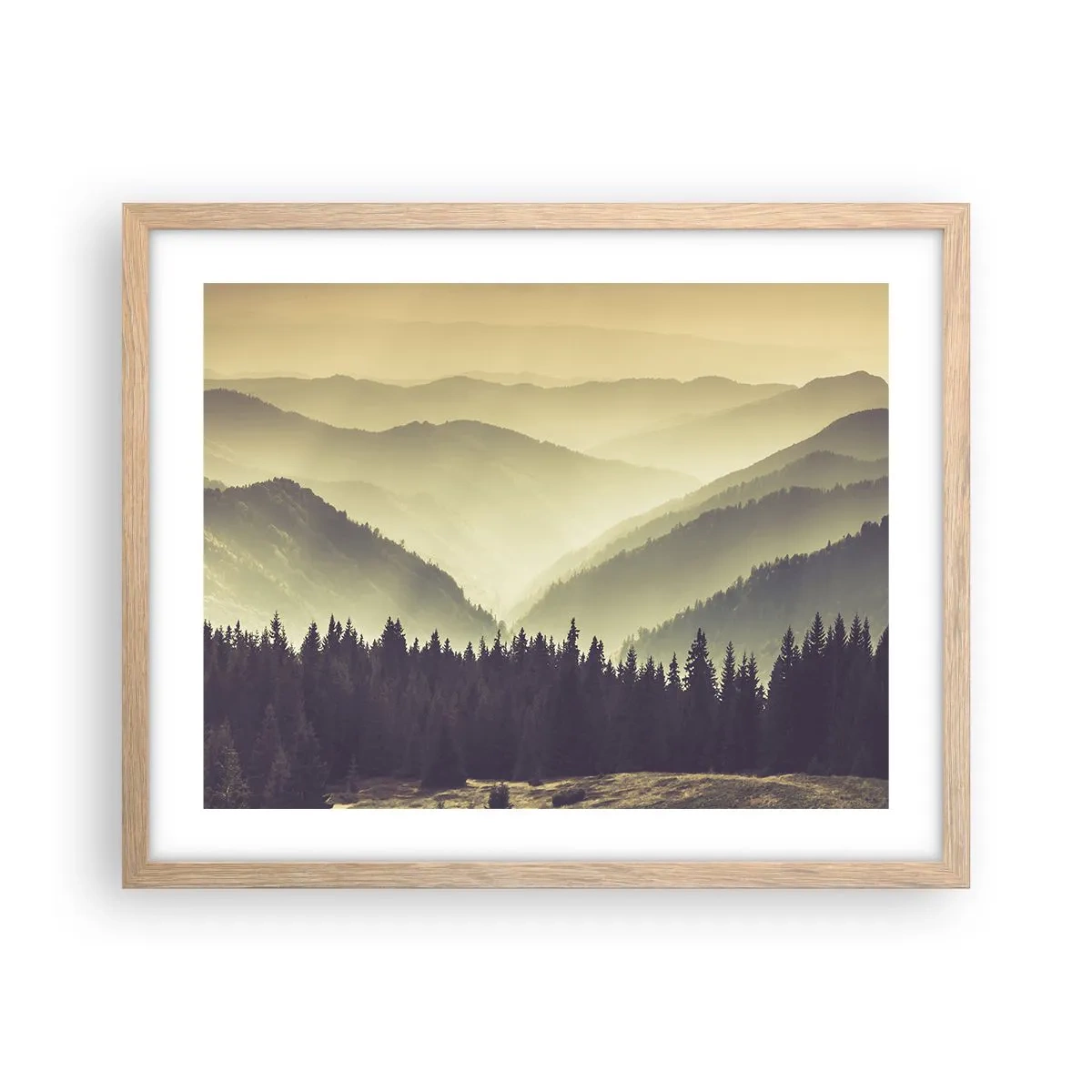 Een poster in een licht eiken lijst - Achter de zeven bergen... - 50x40 cm