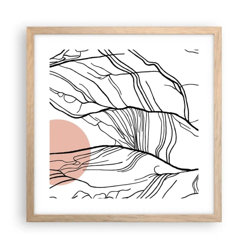 Een poster in een licht eiken lijst - In een web van twijgen - 40x40 cm