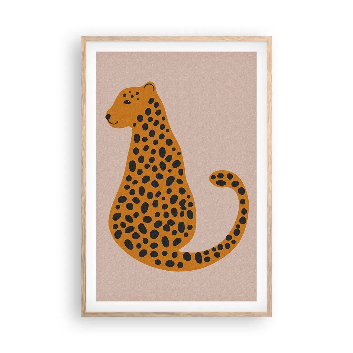 Een poster in een licht eiken lijst - Luipaardprint is een modieus print - 61x91 cm