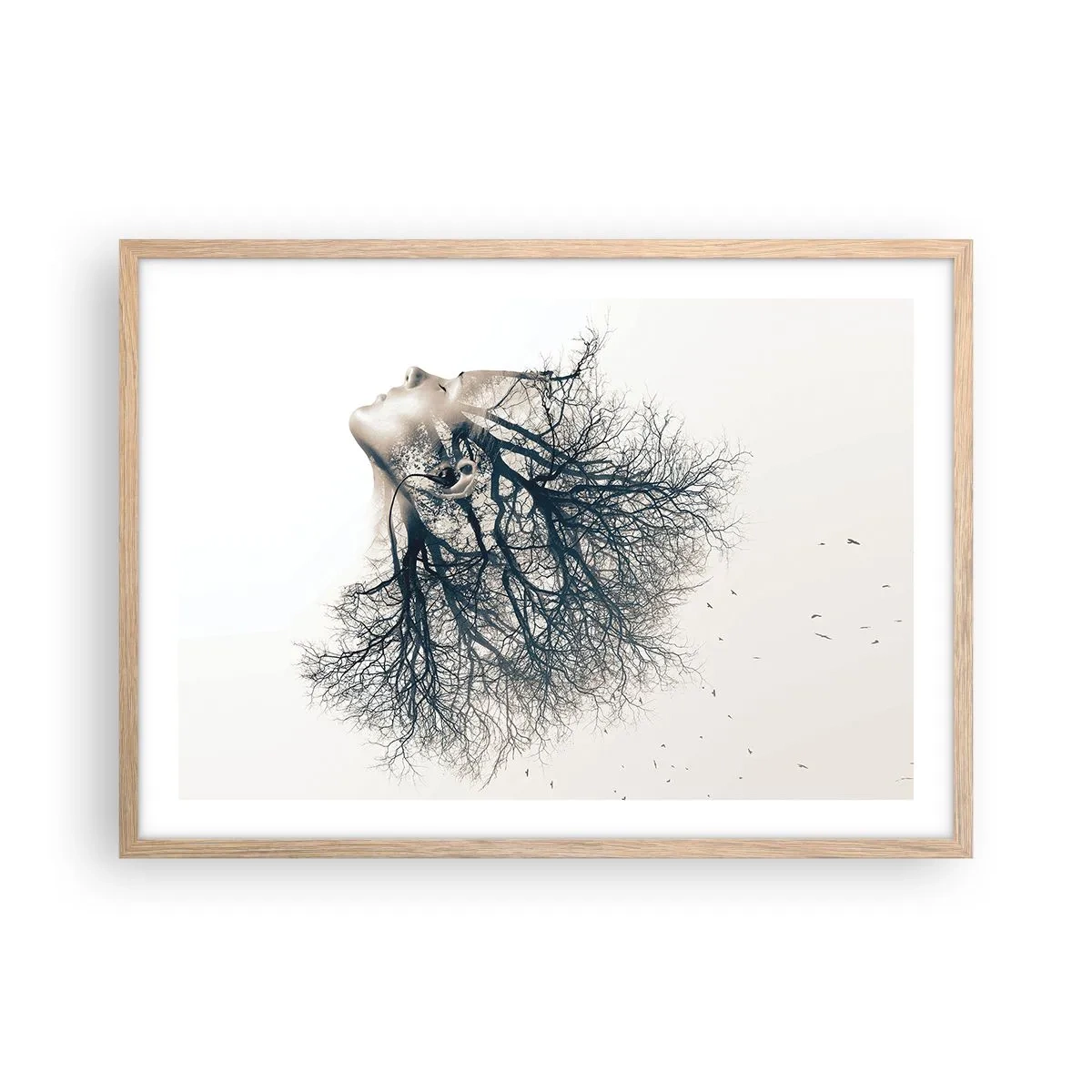 Een poster in een licht eiken lijst - Luisteren naar het gefluister van bomen - 70x50 cm
