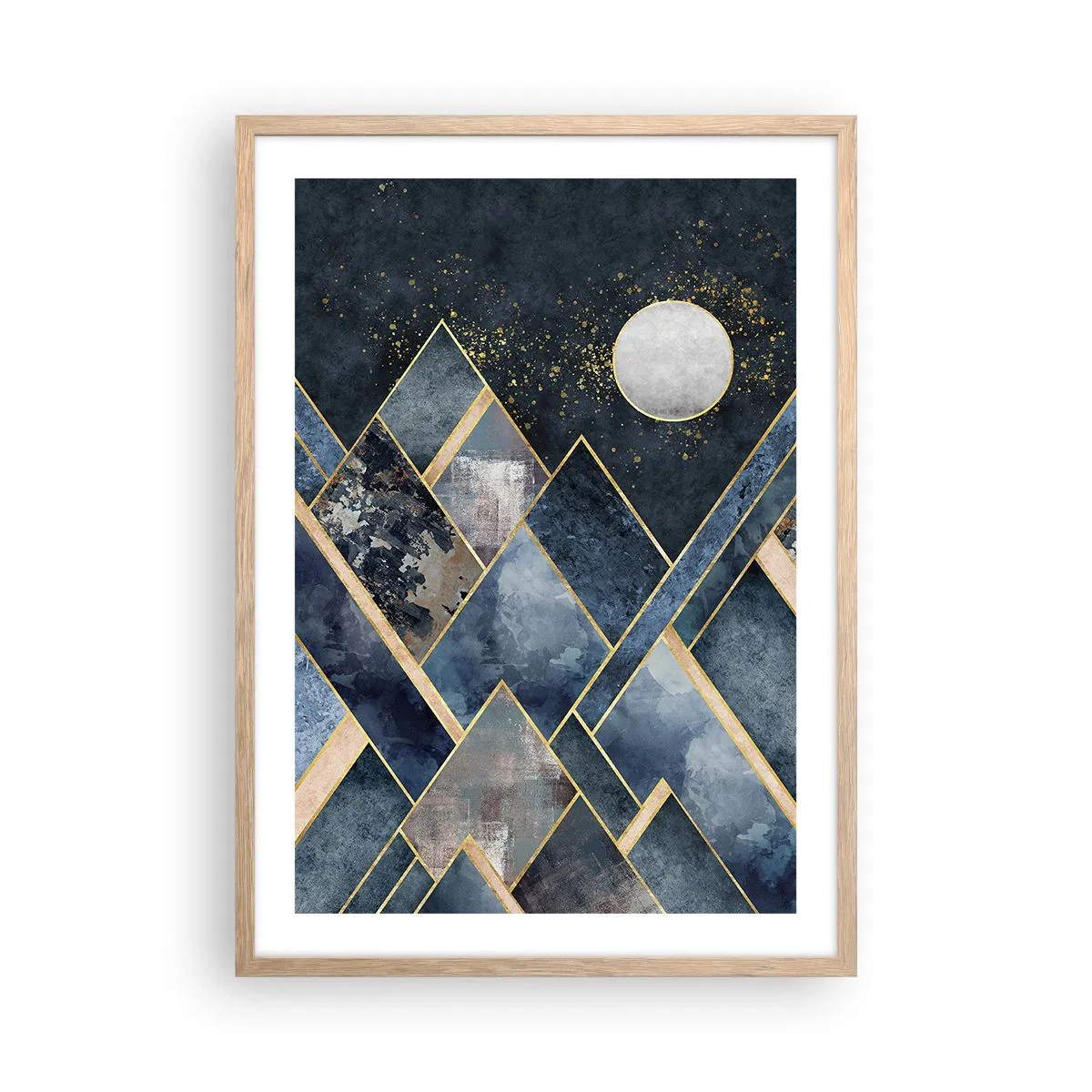 Een poster in een licht eiken lijst - Geometrisch landschap - 50x70 cm