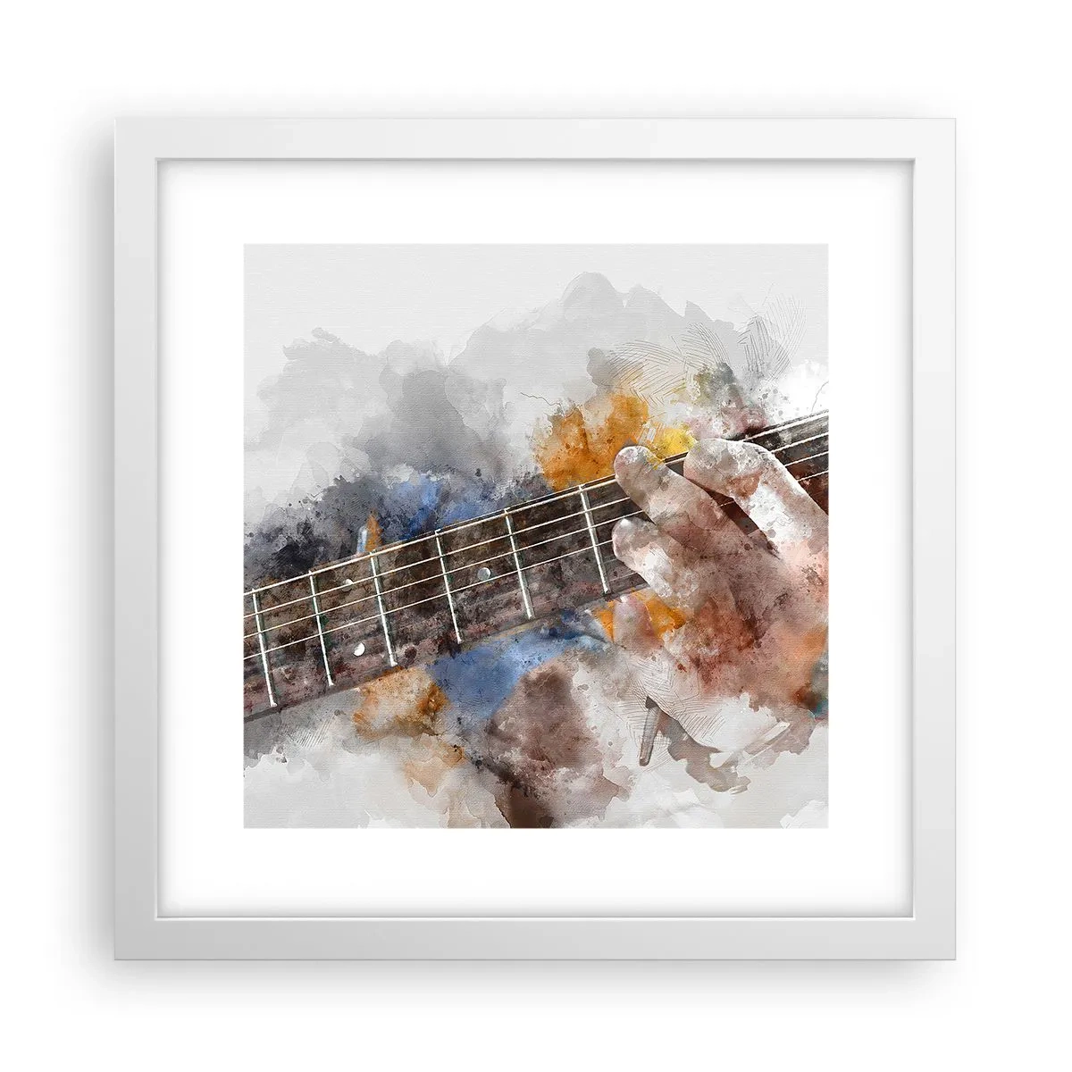 Poster in een witte lijst - Poëzie tussen de snaren - 30x30 cm