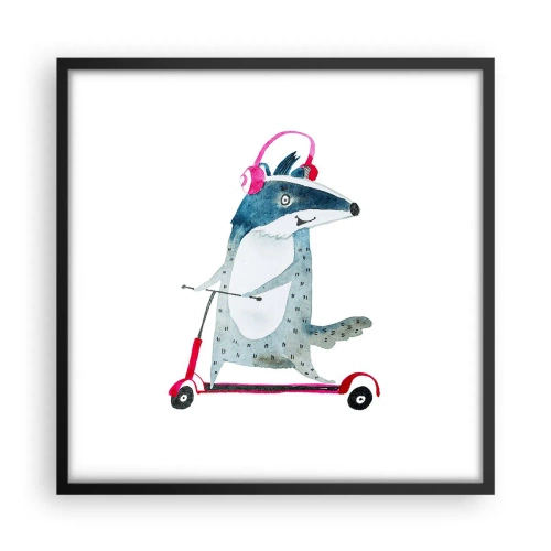 Poster in een zwarte lijst - Badger vreugde - 50x50 cm