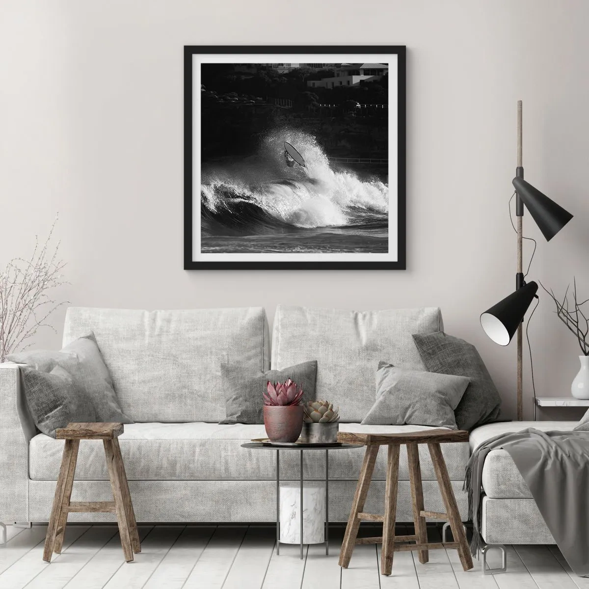 Poster in een zwarte lijst - Uitdaging aanvaard! - 50x50 cm
