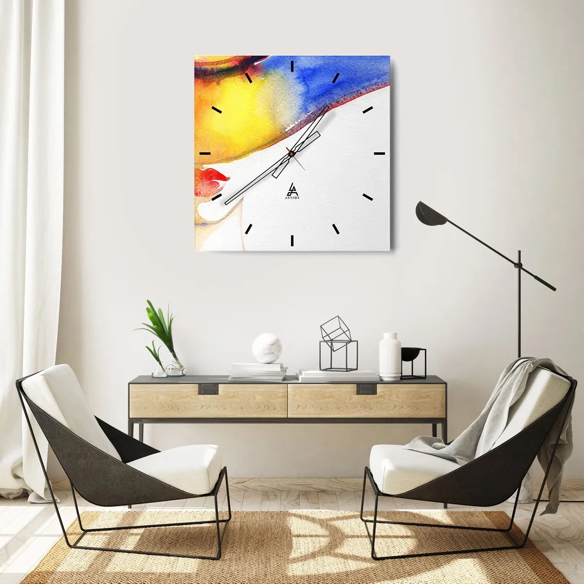 Wandklok - Klok - Portret van een dame - 40x40 cm