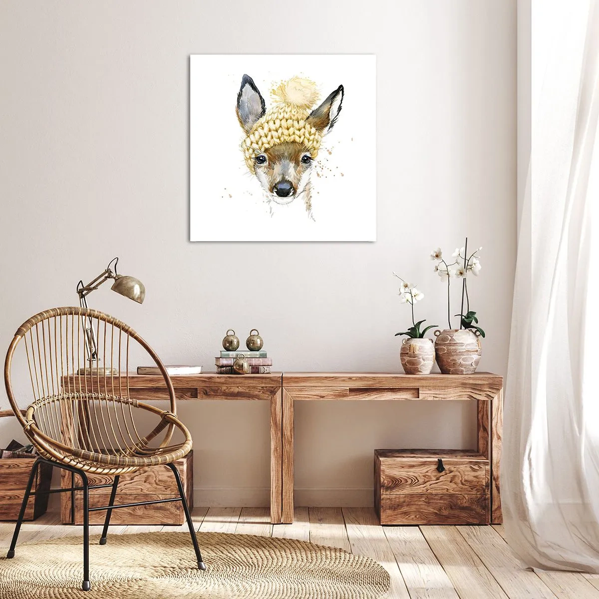 Schilderen op canvas - Voor de winter in een besneeuwd bos - 70x70 cm