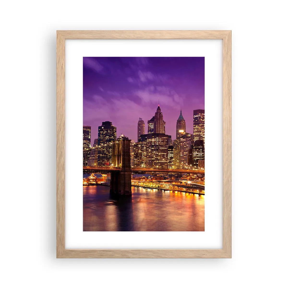 Een poster in een licht eiken lijst - Violet-goud Manhattan - 30x40 cm