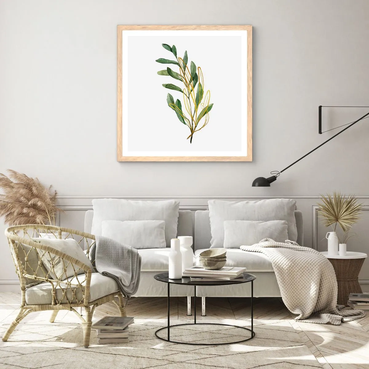 Een poster in een licht eiken lijst - Alles wat goed is - 50x50 cm